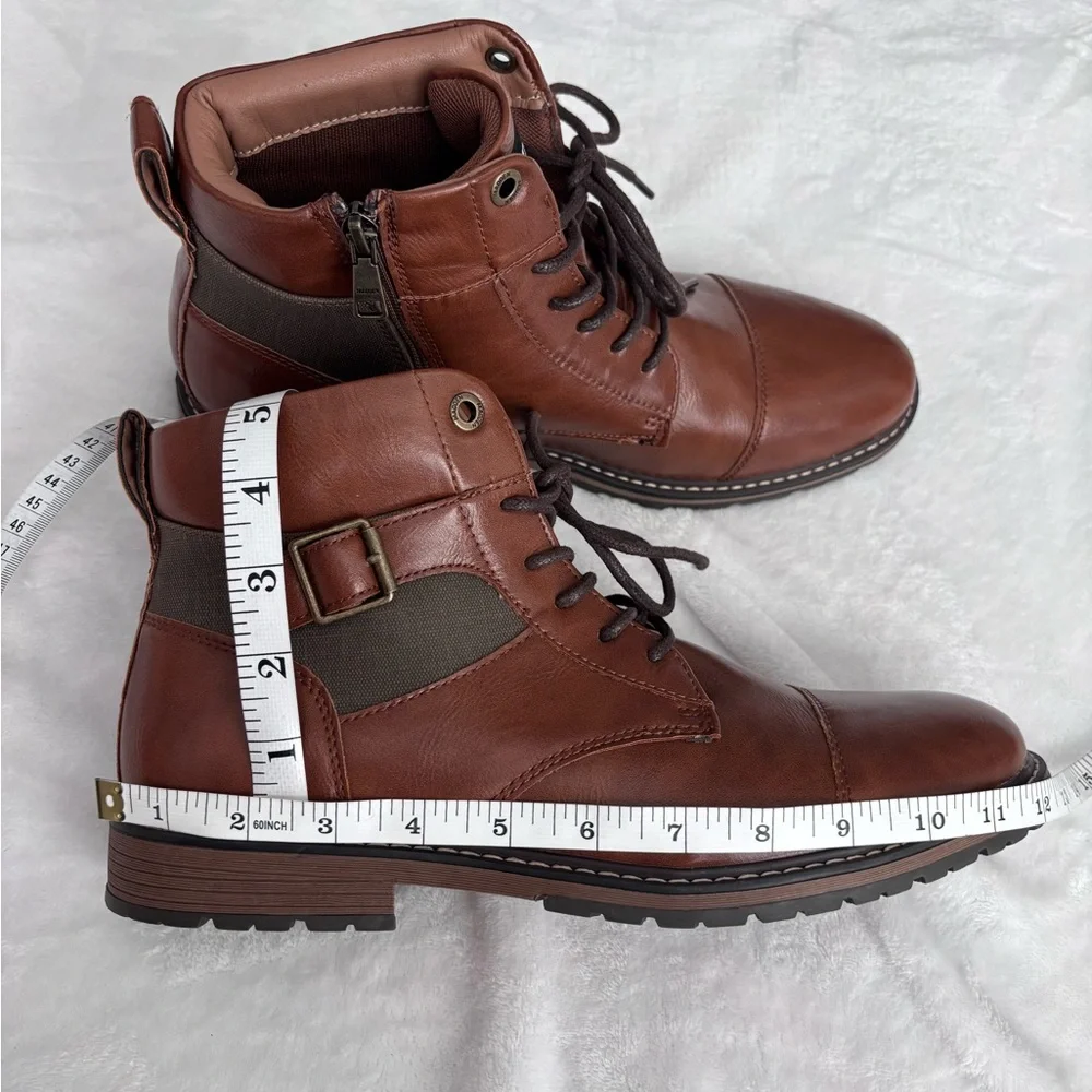 STEVE MADDEN Men's Brown Cap Toe Lace-Up Combat Ankle Boot--NEW--10.5